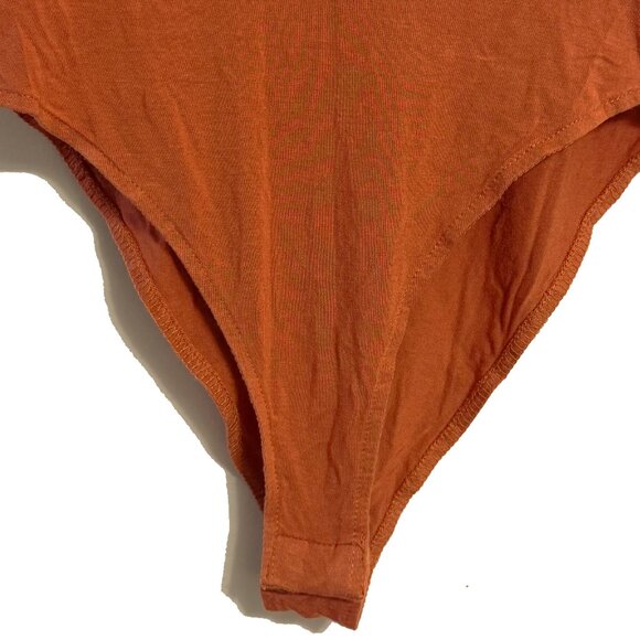 Forever 21 Bodysuit Size S Orange Wrap V Neck Flowy Short Sleeve Going Out Top - Picture 5 of 6